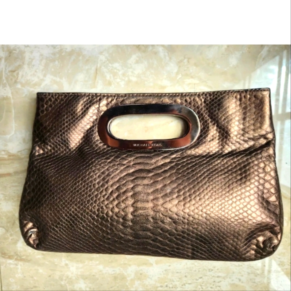 Michael Kors Gold Python Clutch Bag